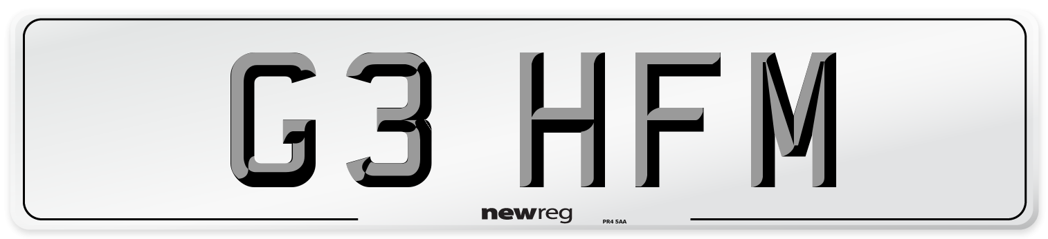 G3 HFM Number Plate from New Reg